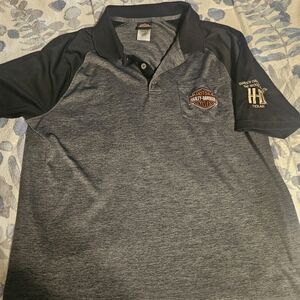 Harley-Davidson Black and Gray Polo Shirt